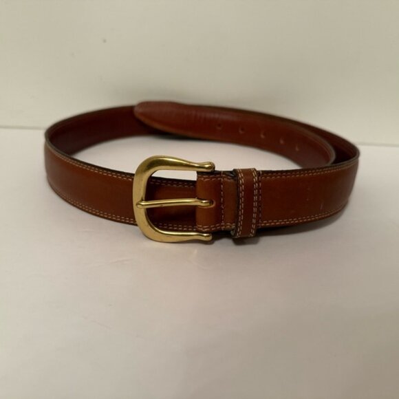 COACH MENS BELT BRITISH TAN BROWN LEATHER BRASS BUCKLE SIZE 38 ACCESSORY USA - Picture 2 of 13